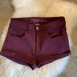 American Eagle Hi-Rise Shortie- Burgundy Size 8